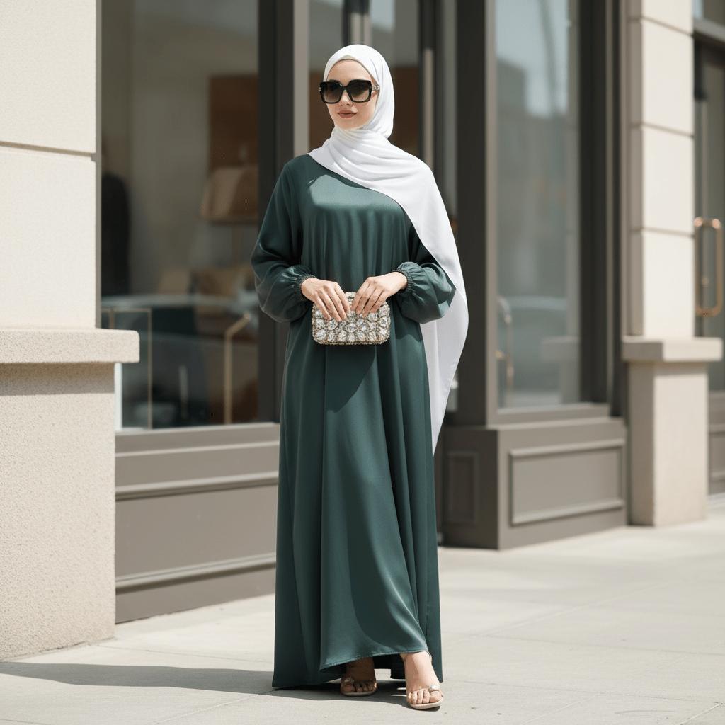 Mariam's Collection Modest Luxury Premium Satin Abaya | Umbrella Cut A-Line Abaya with Pockets (MA311) — product category context