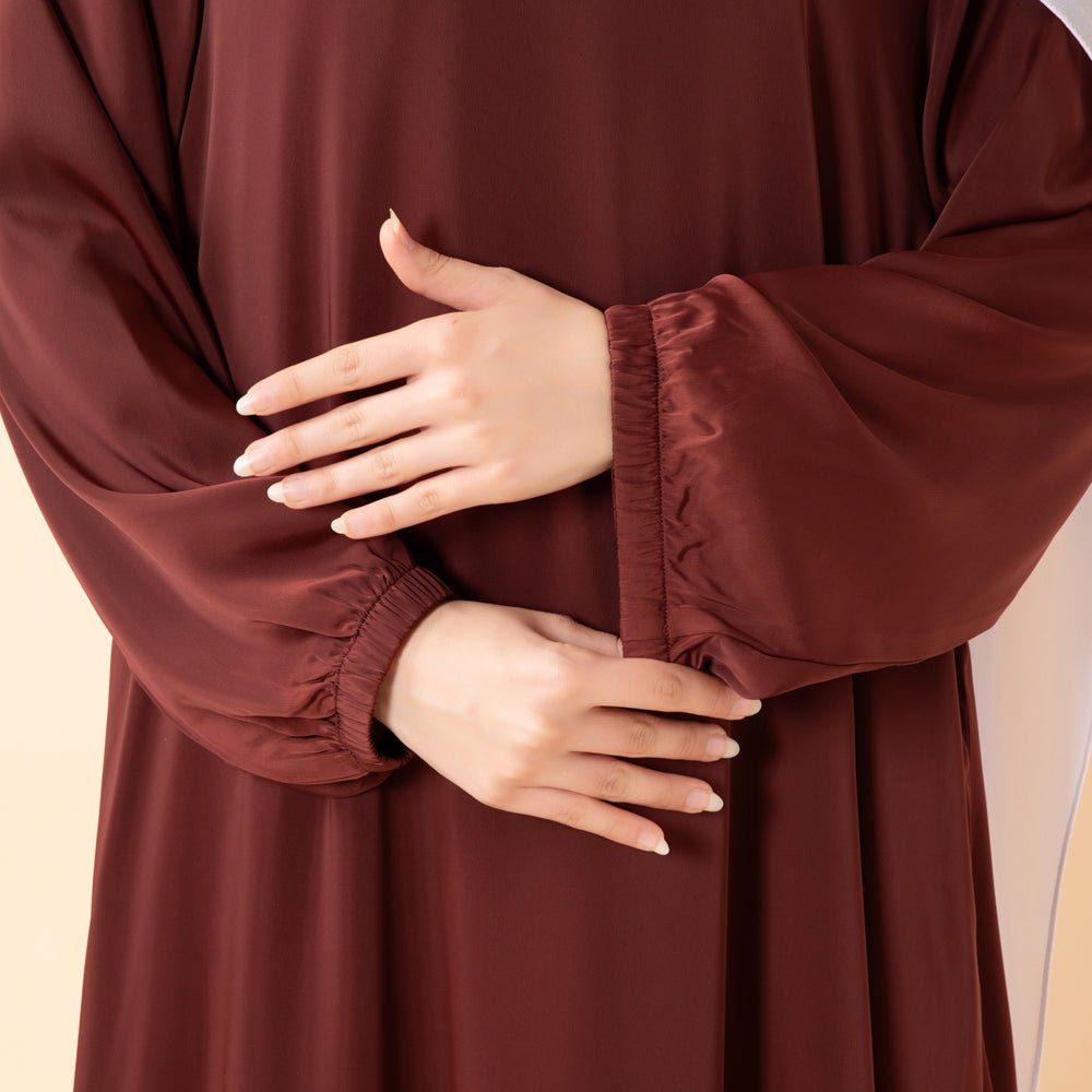 Mariam's Collection Modest Luxury Premium Satin Abaya | Umbrella Cut A-Line Abaya with Pockets (MA311) — feature highlight