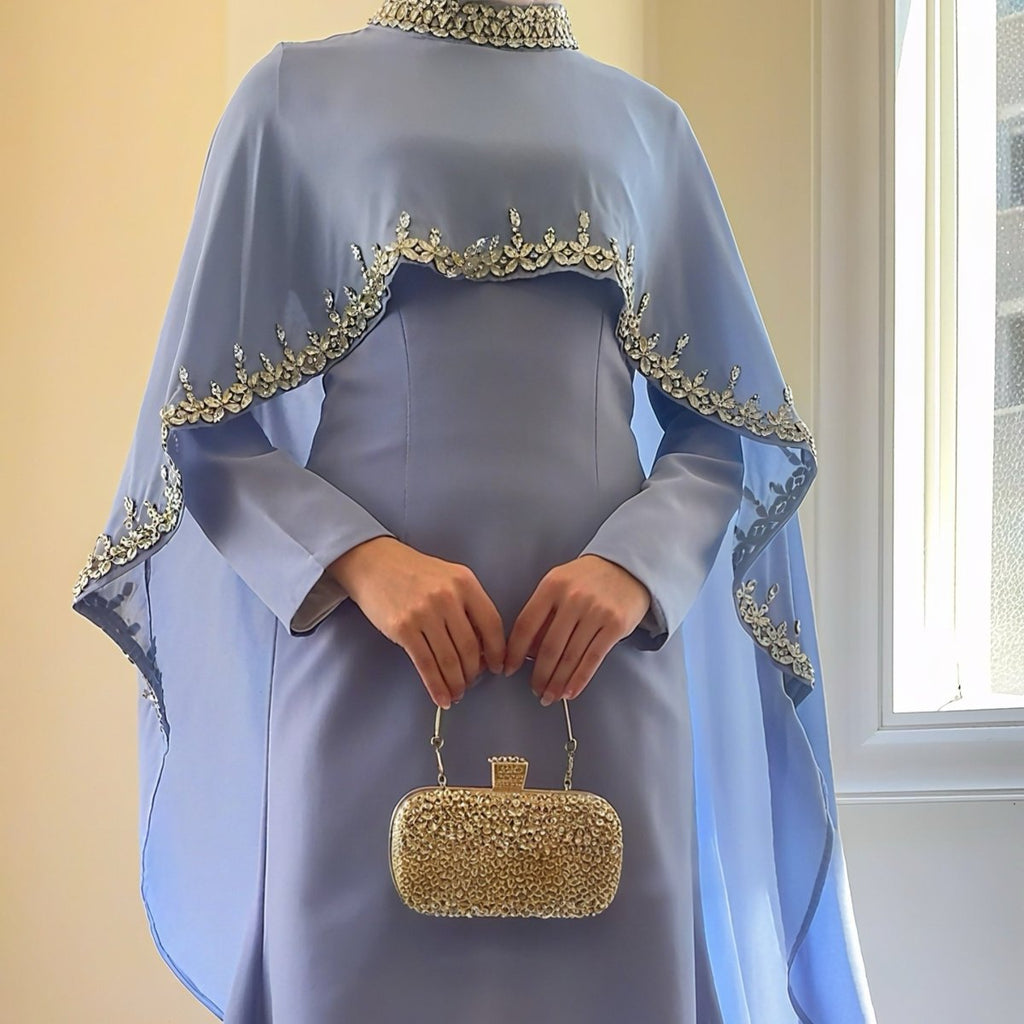 Mariam's Collection Celestial Rhinestone Cape Abaya | Luxury 2-Piece Set (MA251) — detail shot 6