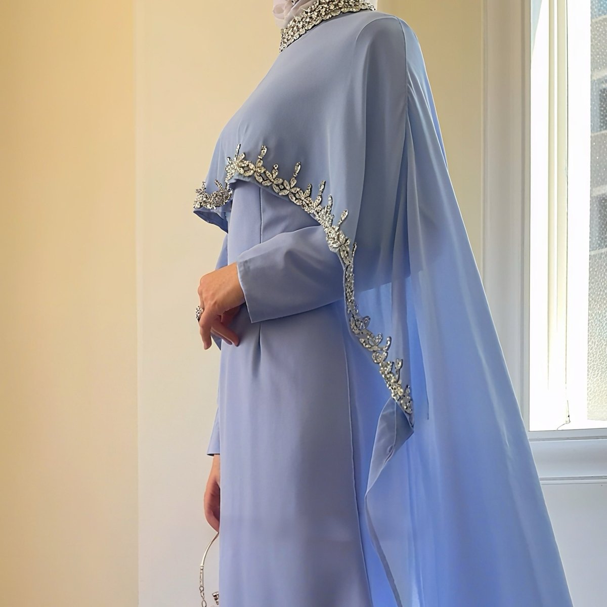 Mariam's Collection Celestial Rhinestone Cape Abaya | Luxury 2-Piece Set (MA251) — detail shot 7