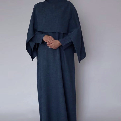 Modest Luxury Robe Dress Set | Premium Muslim Solid Color Two-Piece Abaya (MA249)