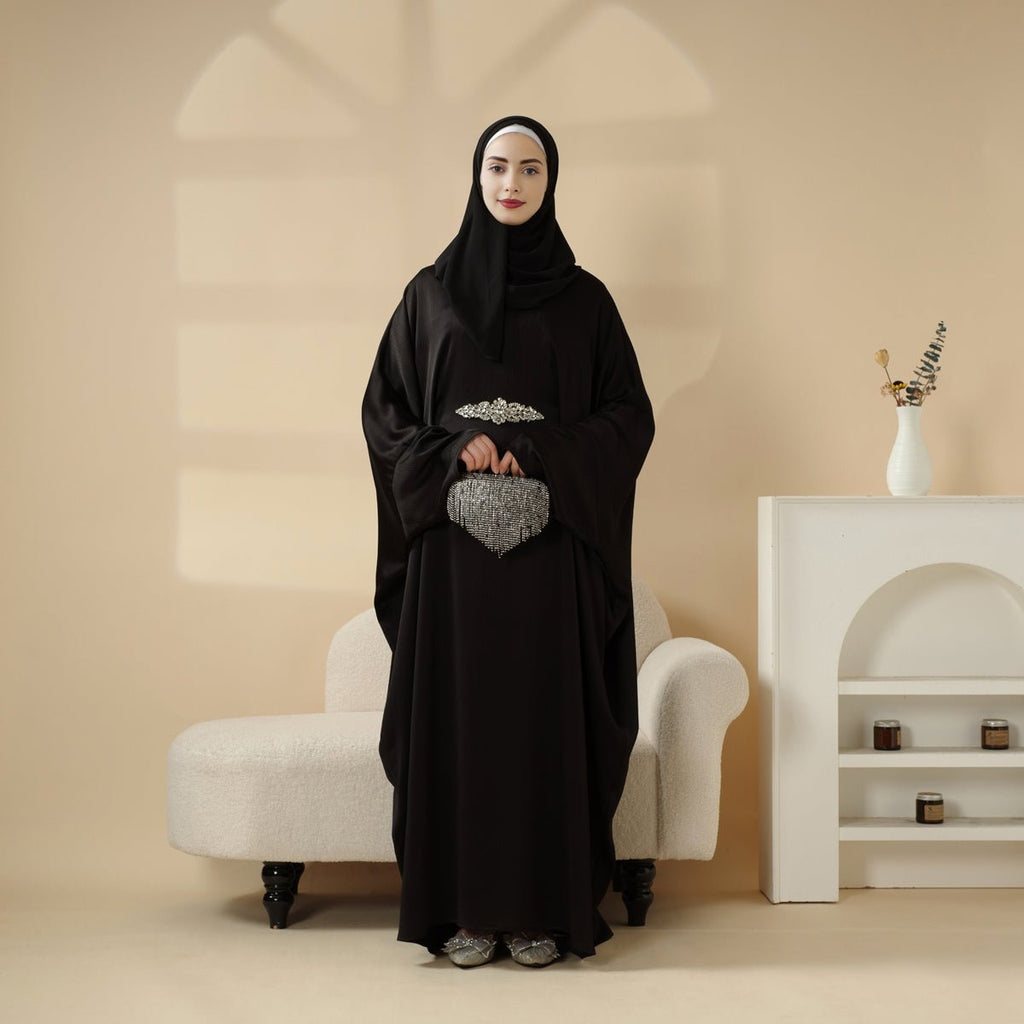 Mariam's Collection Modest Kaftan for Special Occasions: Batwing Abaya With Rhinestone Waist (MA135) — detail shot 7