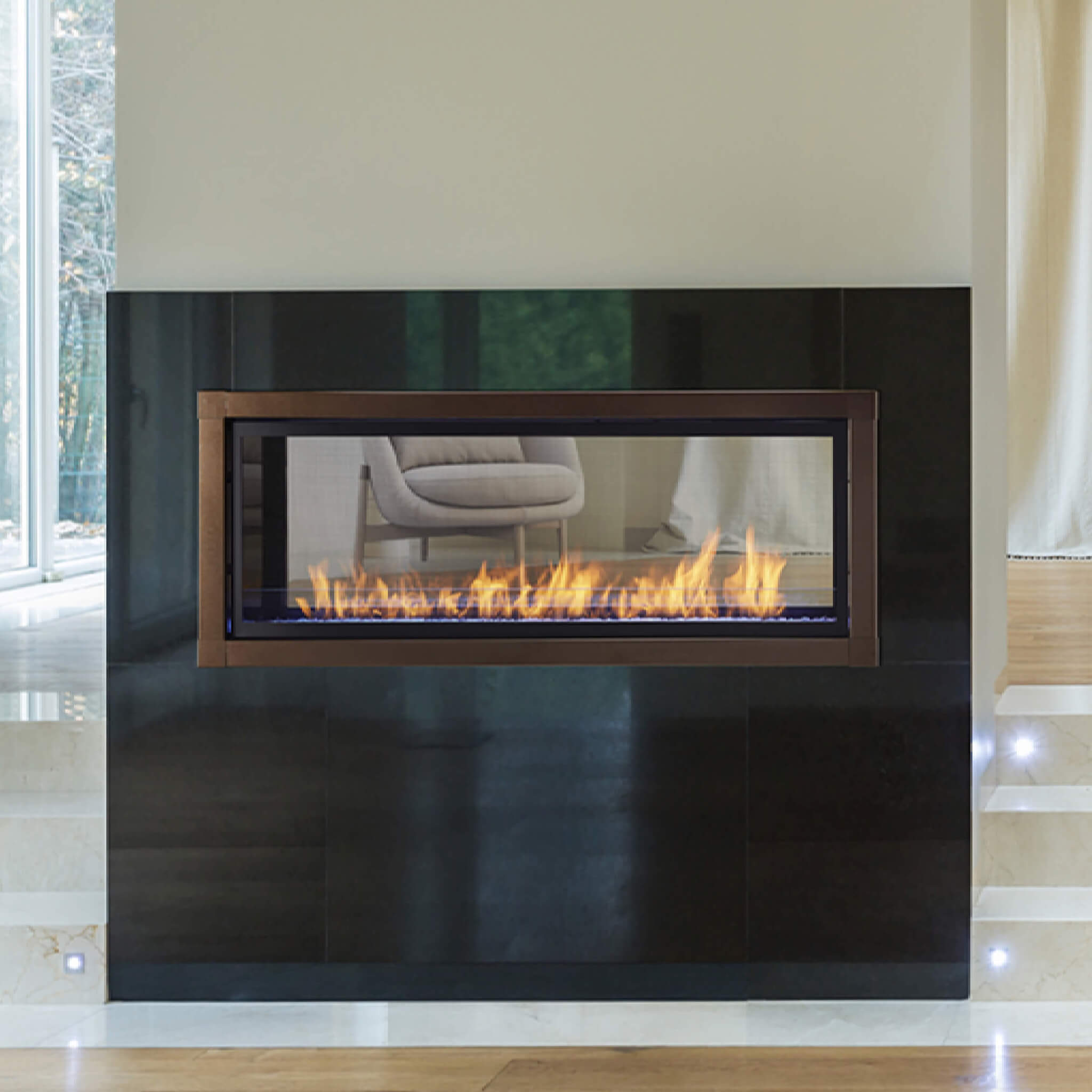 Monessen Artisan AVFL 48-Inch Vent-Free See-Through Linear Fireplace With Intellifire Touch 2.0 Ignition System [AVFLST48N/PI