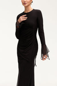 Monica Side Slit Mesh Top - Black Clothing Veiled 