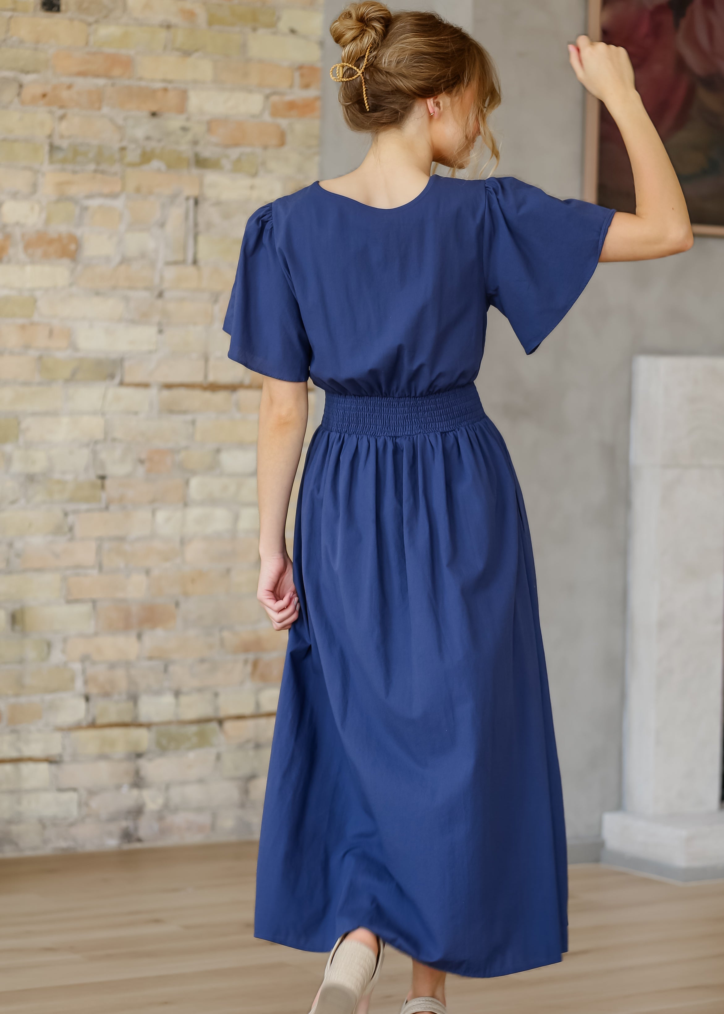 Inherit Co. Montie Flutter Sleeve Maxi Dress  - FINAL SALE — fabric or material detail
