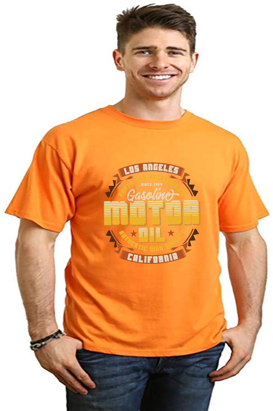 Spun Bamboo Motor oil Men's Bamboo Viscose/Organic Cotton Short Sleeve Graphic T-Shirt — fabric or material detail