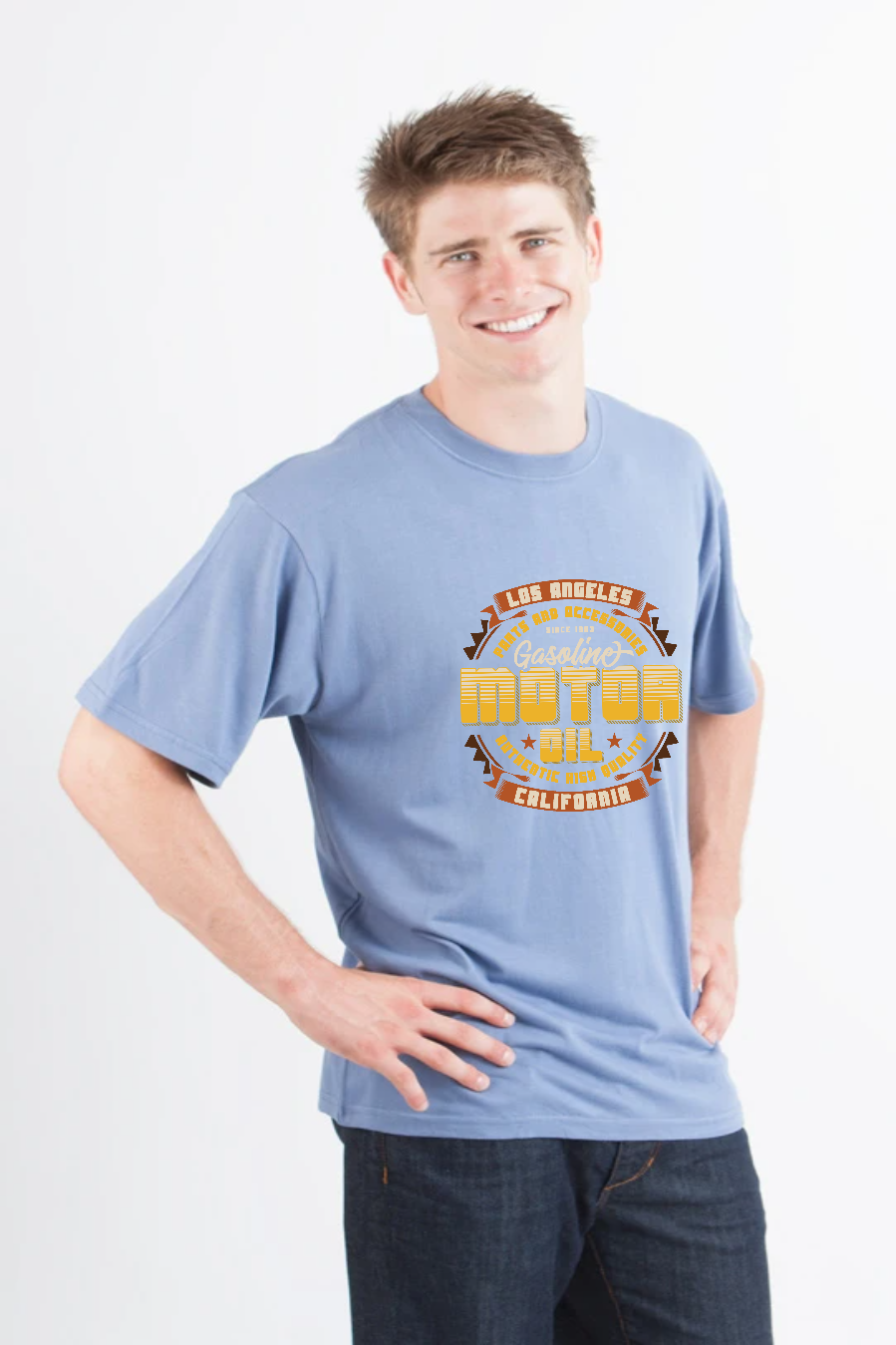 Spun Bamboo Motor oil Men's Bamboo Viscose/Organic Cotton Short Sleeve Graphic T-Shirt — in-use photo