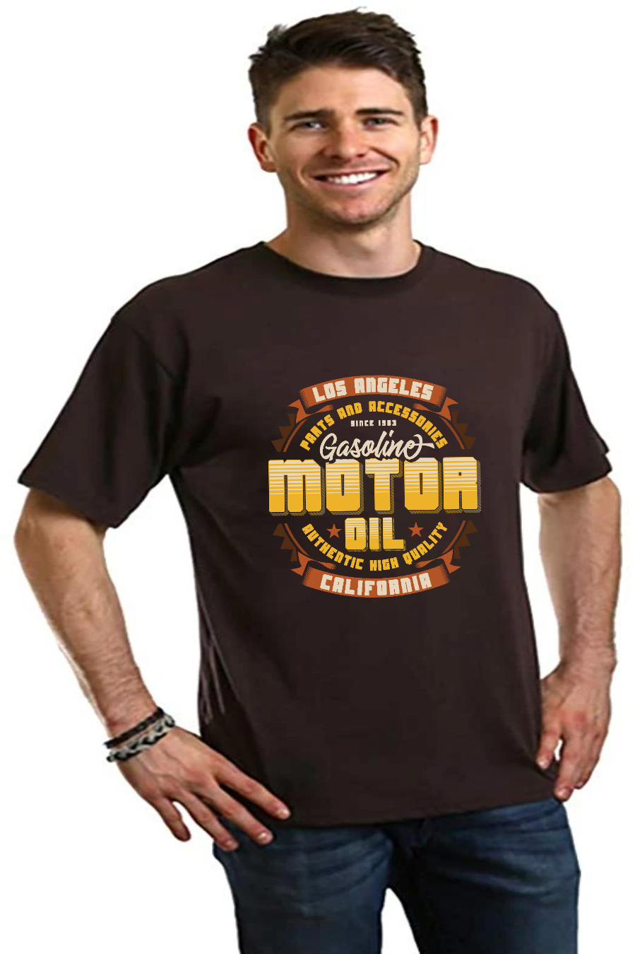 Spun Bamboo Motor oil Men's Bamboo Viscose/Organic Cotton Short Sleeve Graphic T-Shirt — main product shot