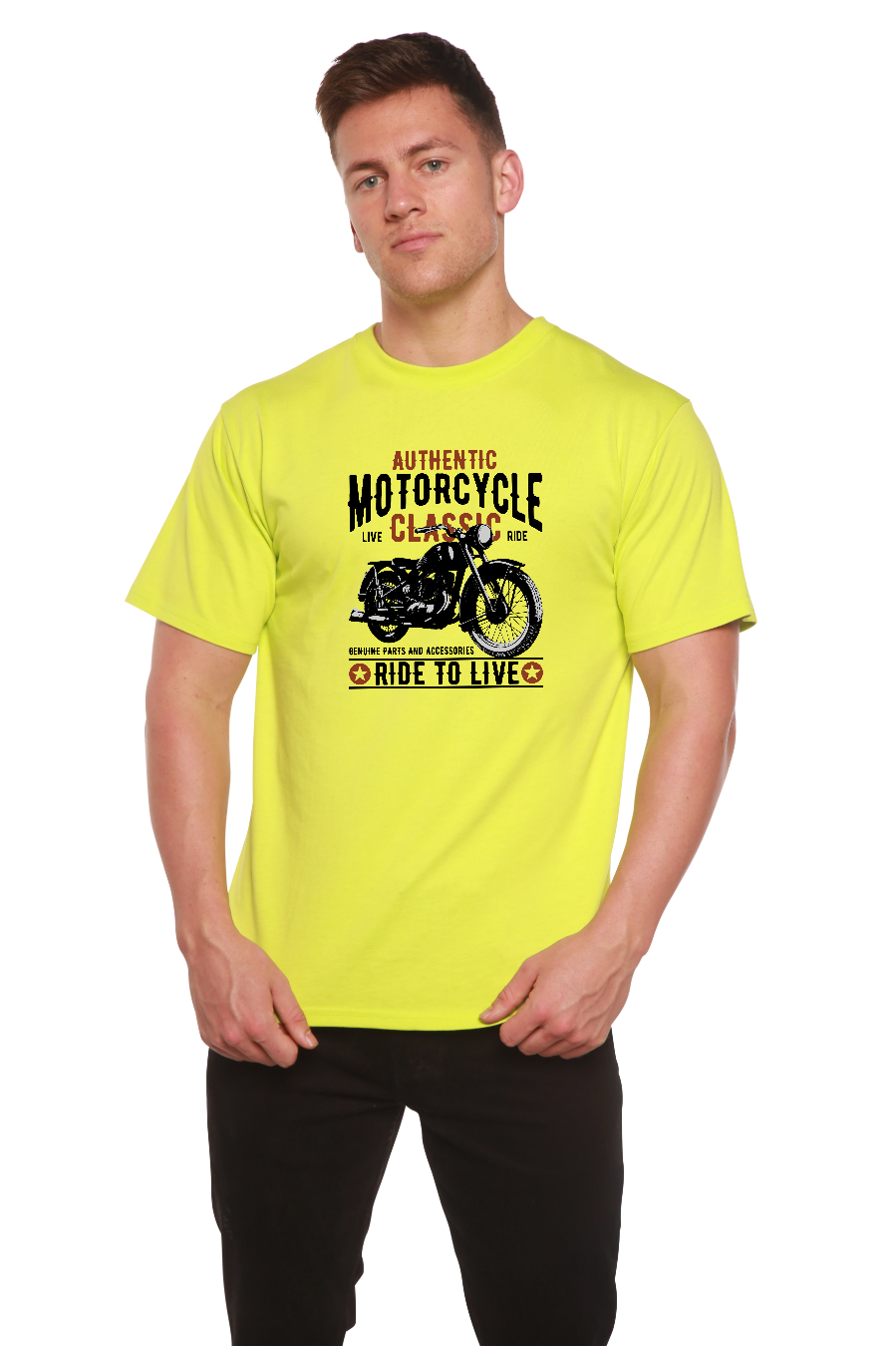 Spun Bamboo Motorcycle Classic Men's Bamboo Viscose/Organic Cotton Short Sleeve Graphic T-Shirt — main product shot
