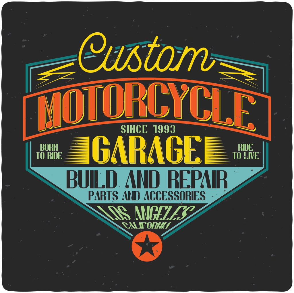 Spun Bamboo Motorcycle Garage Men's Bamboo Viscose/Organic Cotton Short Sleeve Graphic T-Shirt — detail close-up