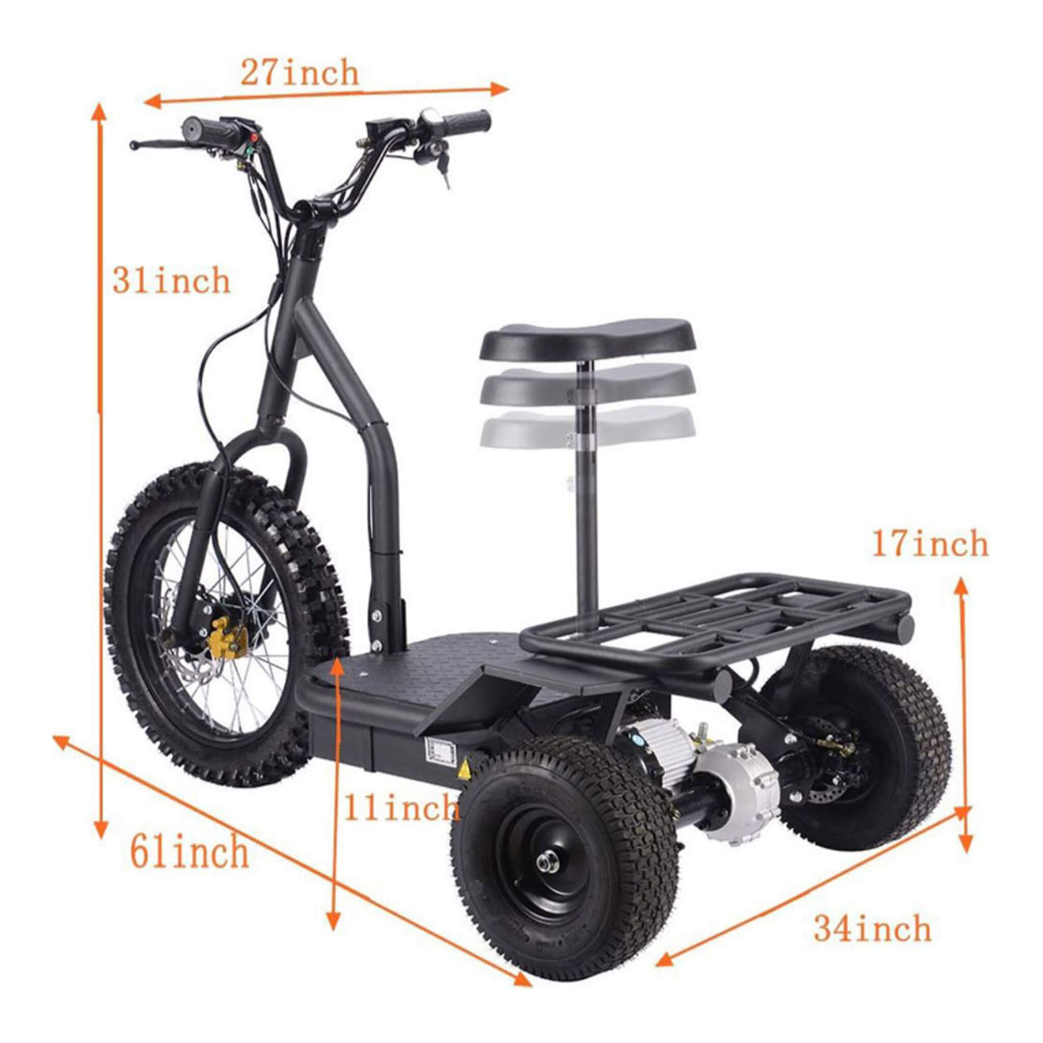 MotoTec 48V 1200W Electric Trike Three Wheel Scooter (SAK70549) – SAKSBY WHOLESALE, view 9