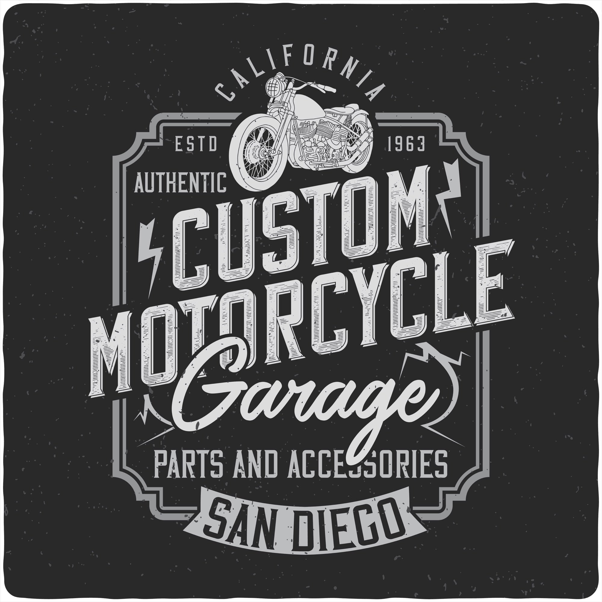 Spun Bamboo Mototrcycle Garage Men's Bamboo Viscose/Organic Cotton Short Sleeve Graphic T-Shirt — detail close-up