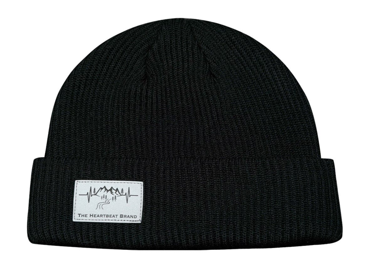 The Heartbeat Brand Mountains Beanie - Cuffed - Black — main product shot