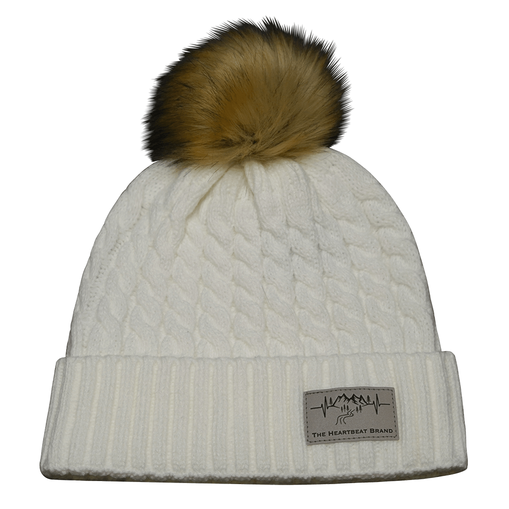 The Heartbeat Brand Mountains Beanie - Pom - White — main product shot