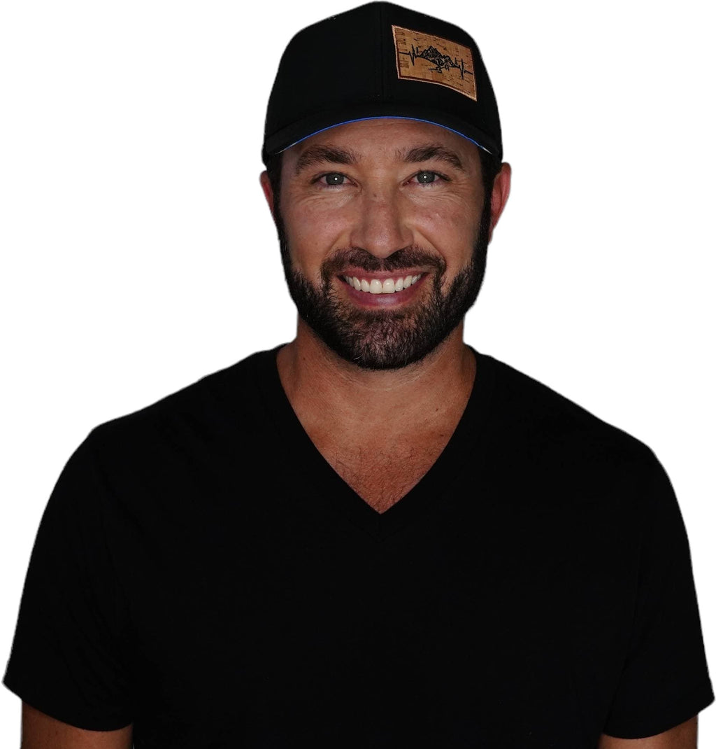 The Heartbeat Brand Mountains Hat - Baseball Hat Fit - Black - Laser Mesh — Black detail