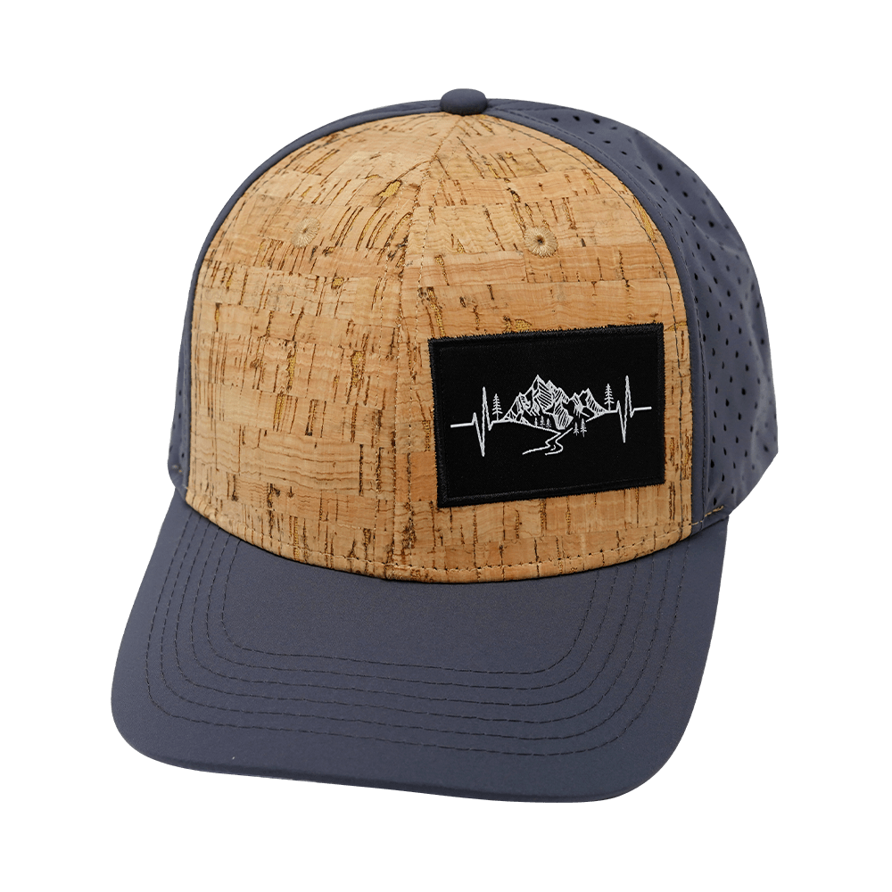 The Heartbeat Brand Mountains Hat - Baseball Hat Fit - Cork - Charcoal - Laser Mesh — back view
