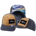 The Heartbeat Brand Mountains Hat - Baseball Hat Fit - Cork - Charcoal - Laser Mesh — main product shot