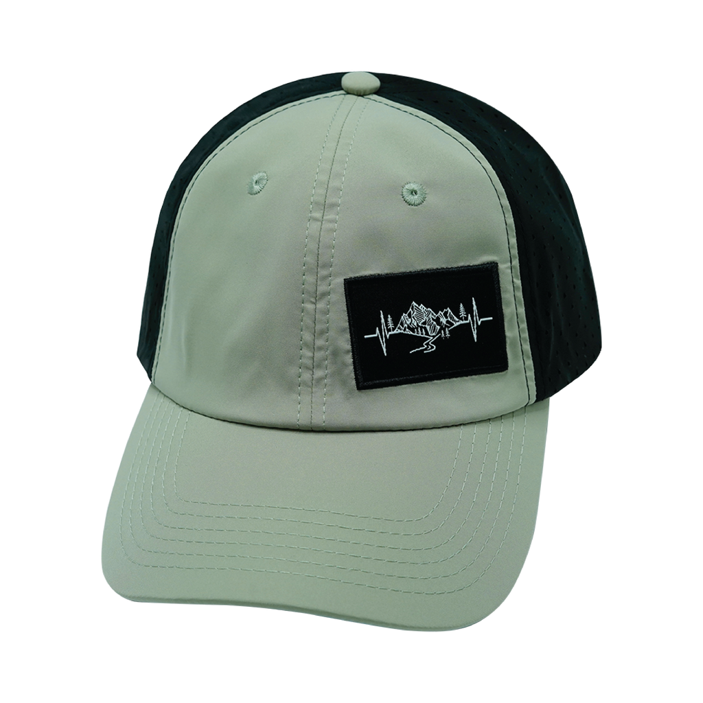 Mountains Hat - Dad Hat - Green / Black - Laser Mesh