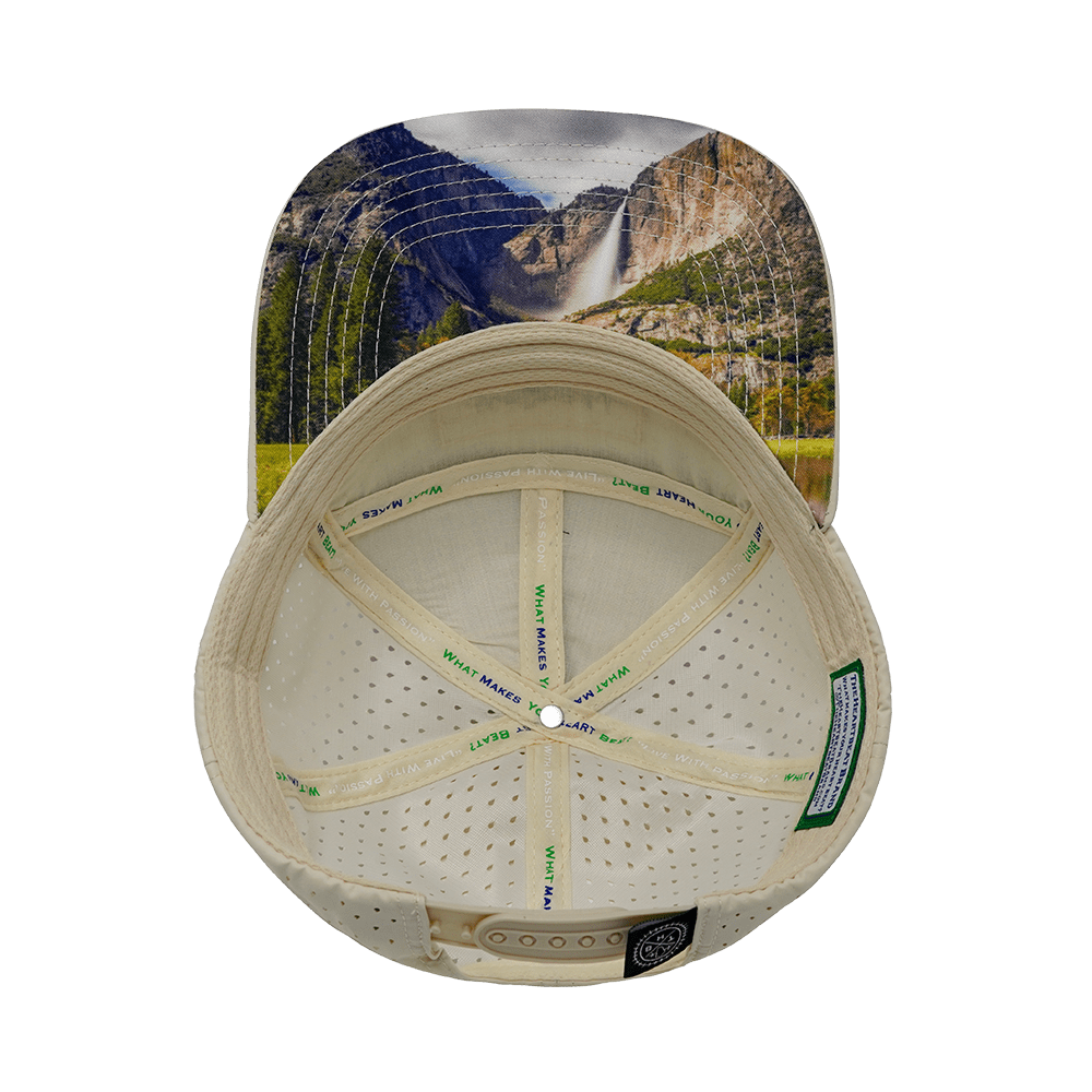 The Heartbeat Brand Mountains Hat - Flat Bill - Cream / Black / Charcoal - Laser Mesh — alternative angle