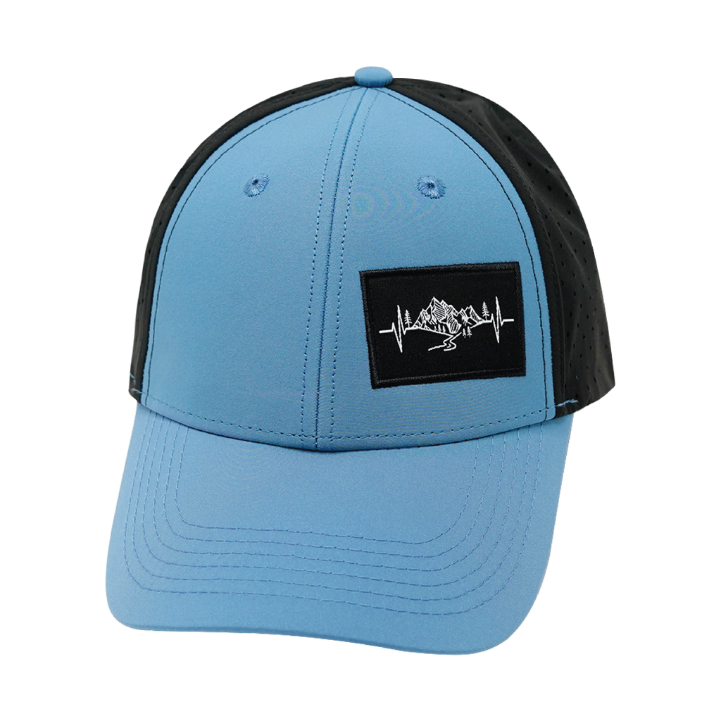 Mountains Hat - Low Profile - Ponytail - Blue / Black - Laser Mesh