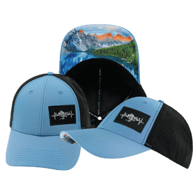 Mountains Hat - Low Profile - Ponytail - Blue / Black - Laser Mesh