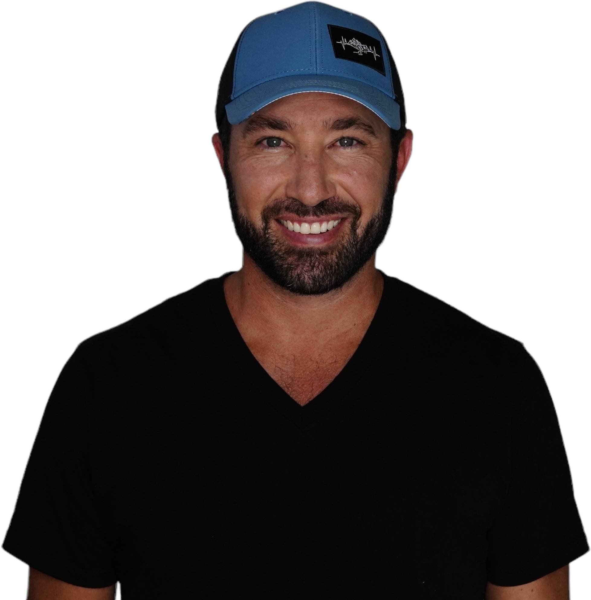 Mountains Hat - Low Profile - Ponytail - Blue / Black - Laser Mesh