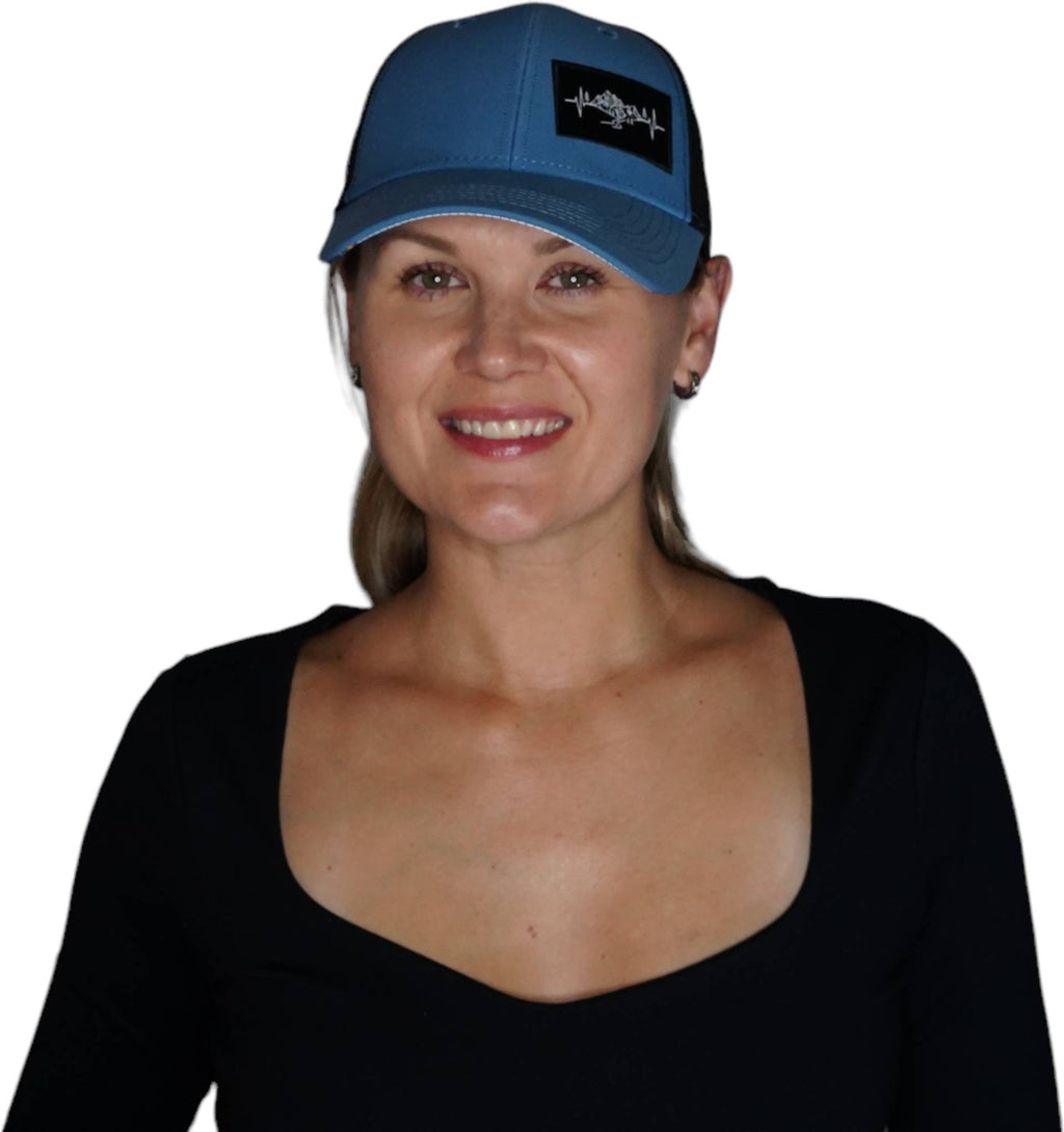 Mountains Hat - Low Profile - Ponytail - Blue / Black - Laser Mesh