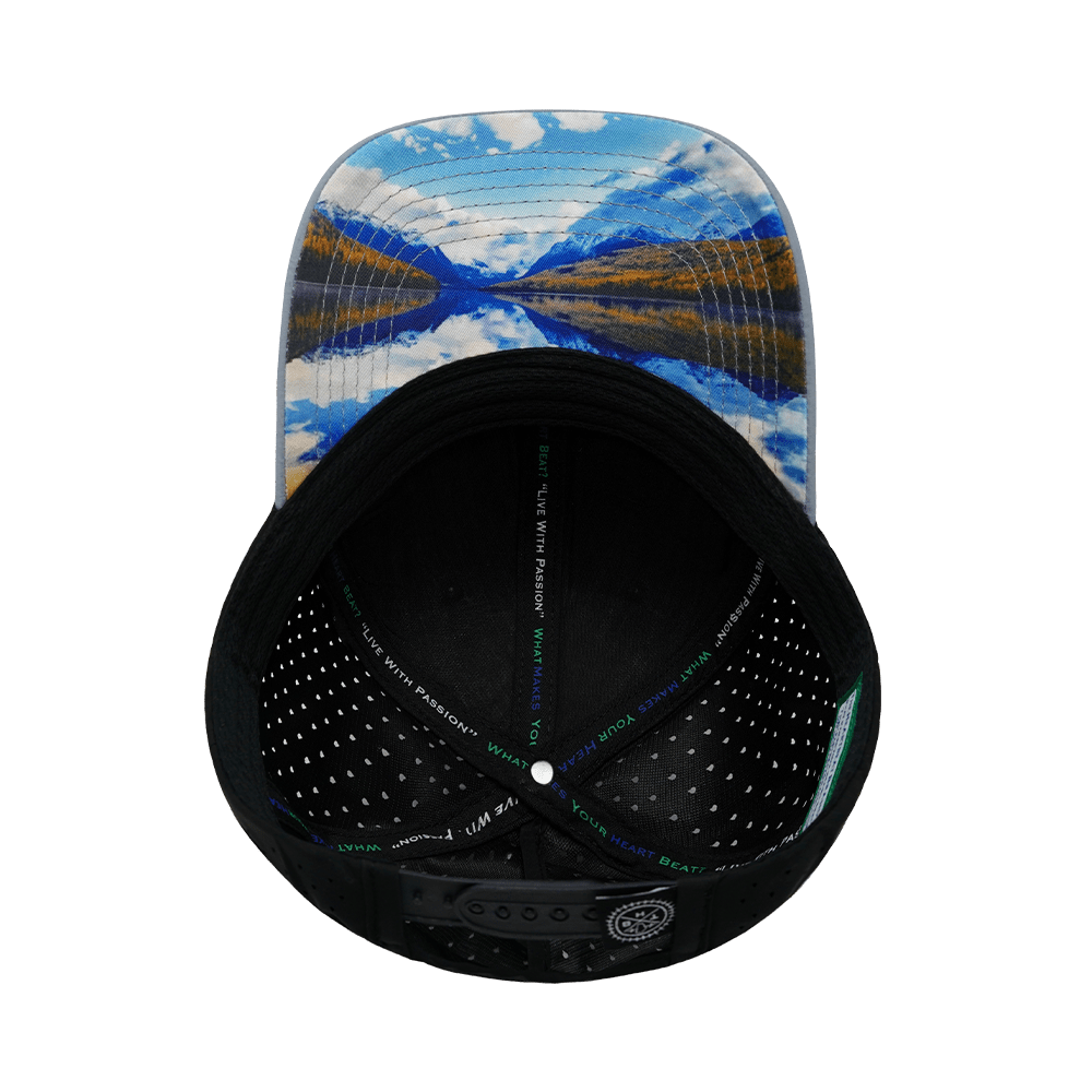 The Heartbeat Brand Mountains Hat - Low Profile - Ponytail - Gray Blue / Black - Laser Mesh — color detail