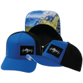 The Heartbeat Brand Mountains Hat - Trucker Hat - Royal Blue / Black - Laser Mesh — main product shot