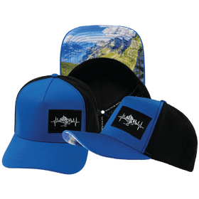 Mountains Hat - Trucker Hat - Royal Blue / Black - Laser Mesh