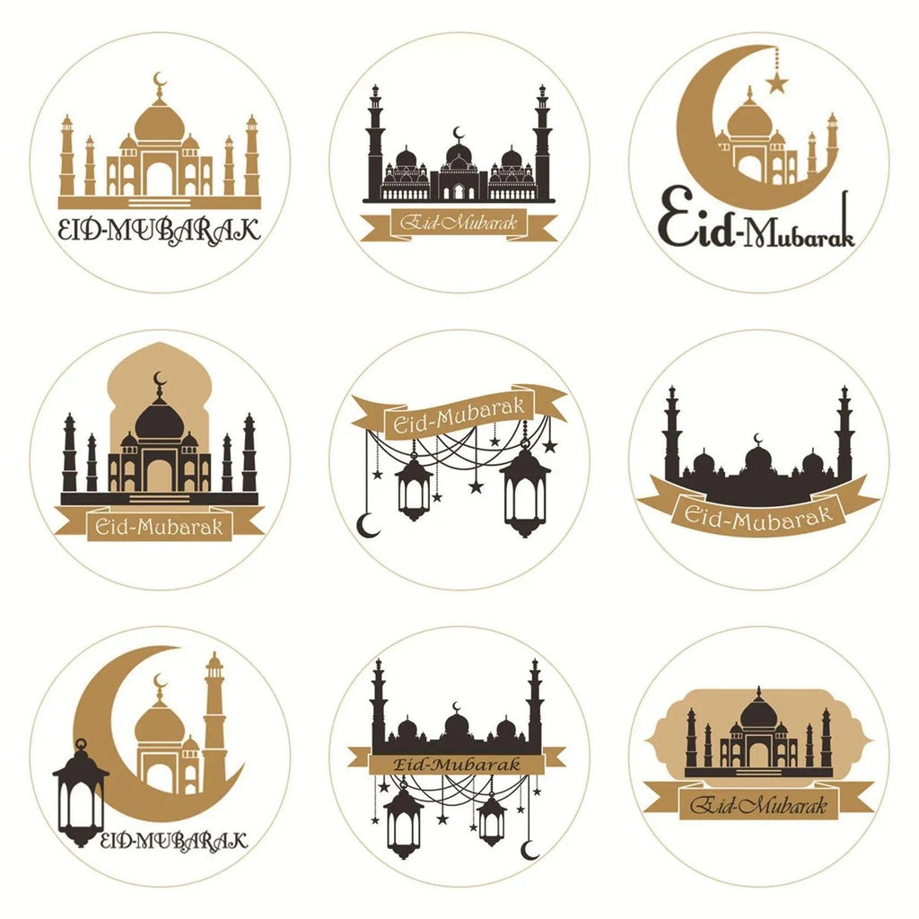 Mariam's Collection MR014 Ramadan Sticker, 90 Pcs Stickers Eid Mubarak Decoration — flat-lay composition