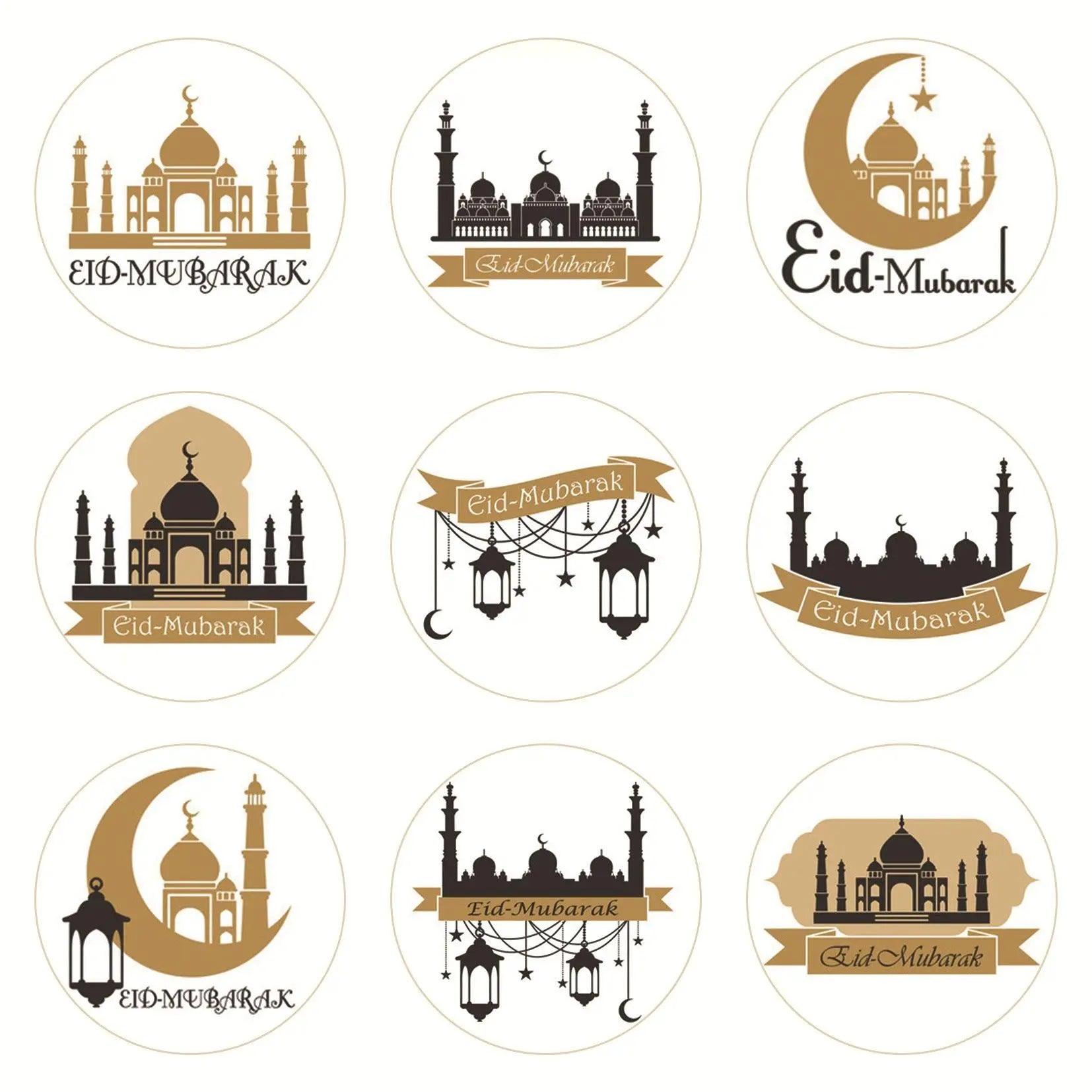 Mariam's Collection MR014 Ramadan Sticker, 90 Pcs Stickers Eid Mubarak Decoration — flat-lay composition