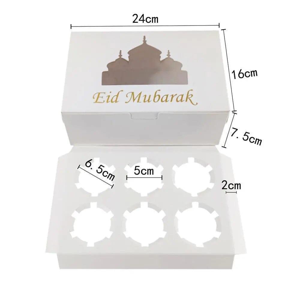 Mariam's Collection Mariam's Collection MR017 EID Mubarak  Cupcake Box , Gift Box 6 holes — Mariam's Collection branding close-up