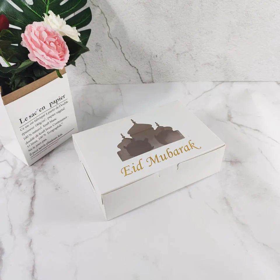 Mariam's Collection Mariam's Collection MR017 EID Mubarak  Cupcake Box , Gift Box 6 holes — construction detail