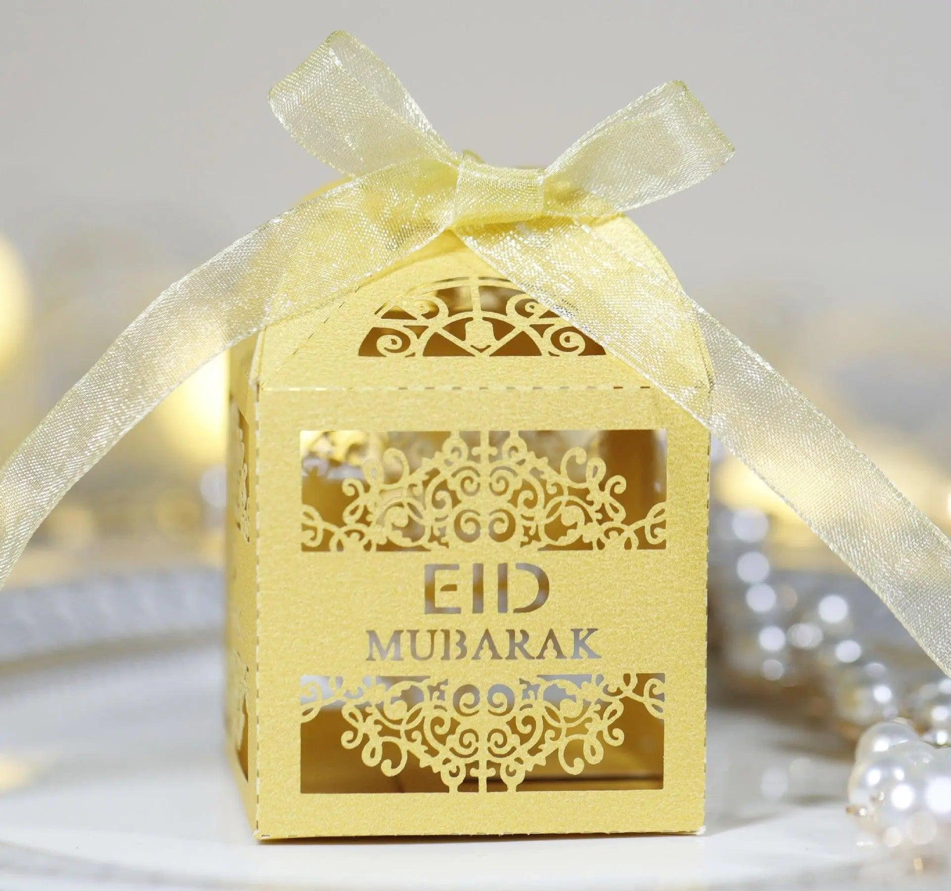Mariam's Collection Mariam's Collection MR018 50 Pcs Happy Eid Mubarak Hollow Candy Box — Mariam's Collection branding close-up