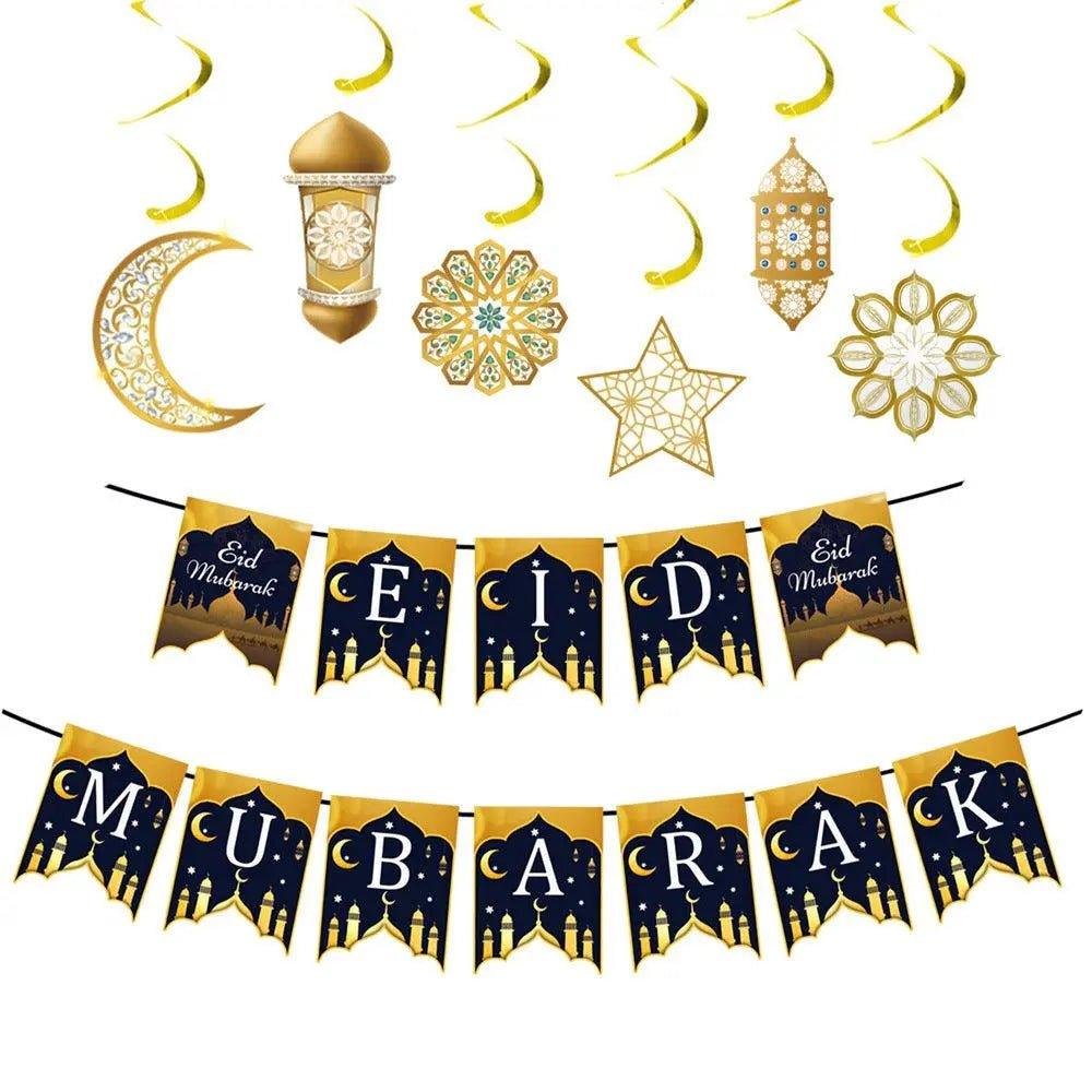 Mariam's Collection MR019 Eid Mubarak Spiral Banner,Ramadan Home Decor, 6 pcs — lifestyle worn / used context