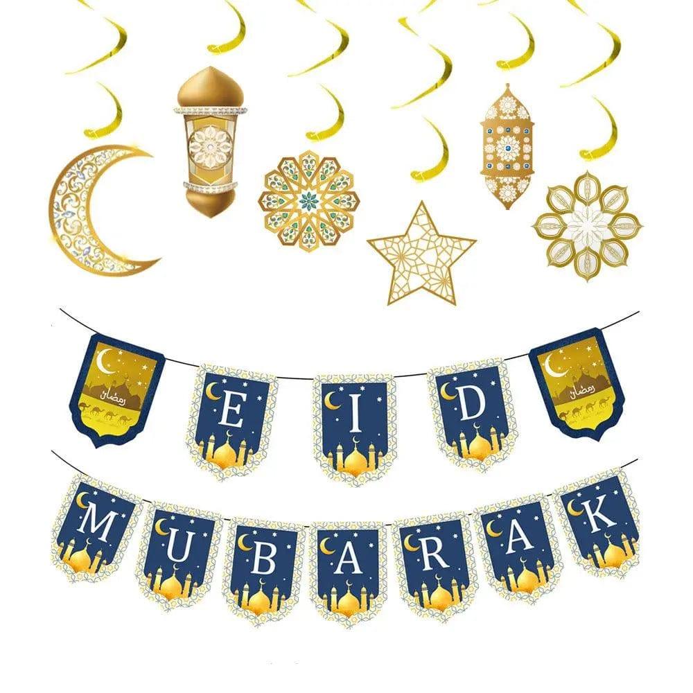 Mariam's Collection MR019 Eid Mubarak Spiral Banner,Ramadan Home Decor, 6 pcs — Mariam's Collection branding close-up