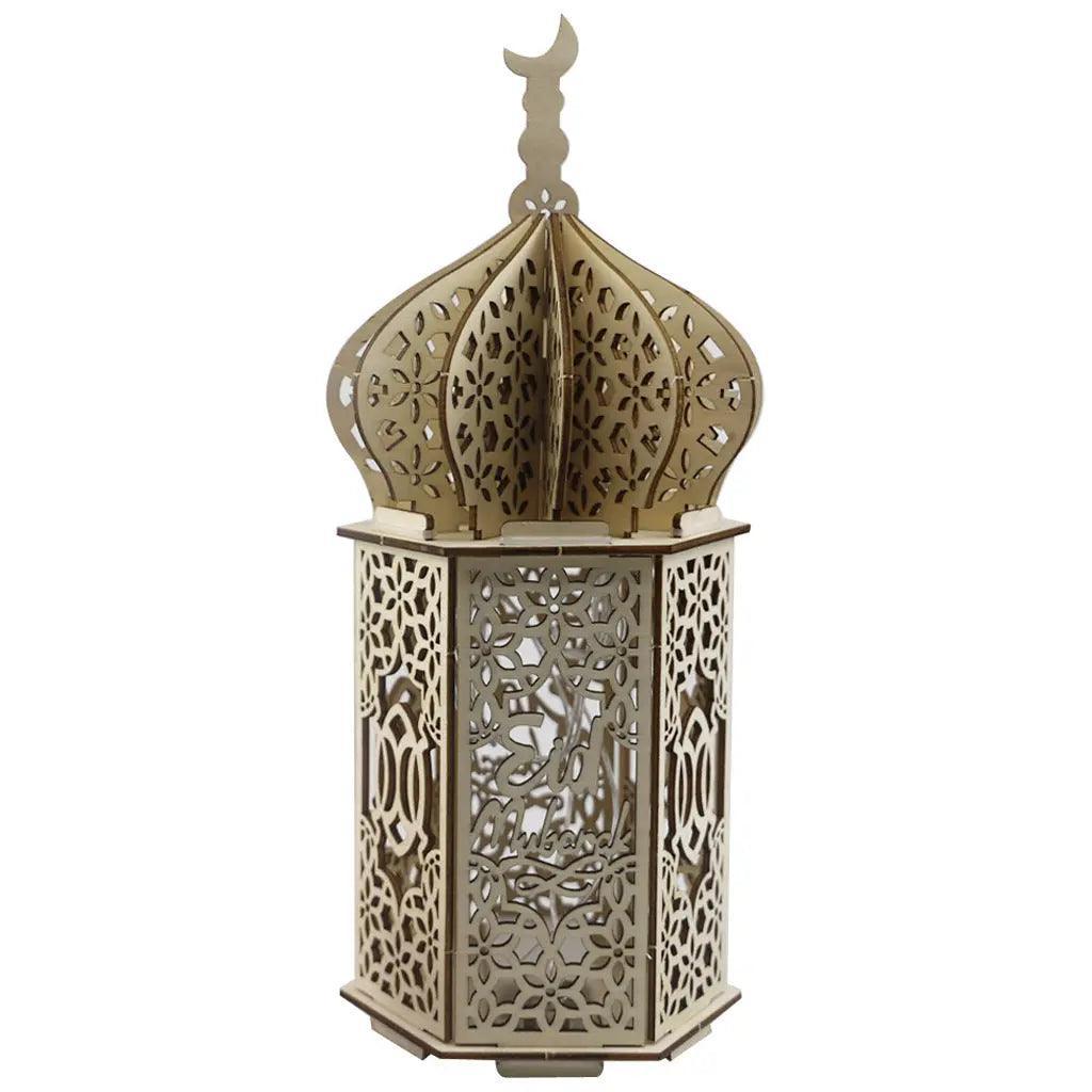 Mariam's Collection MR023 Eid Mubarak LED Wooden Lantern Ramadan Decoration — lifestyle worn / used context