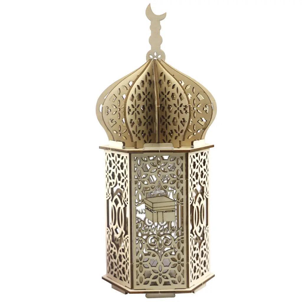 Mariam's Collection MR023 Eid Mubarak LED Wooden Lantern Ramadan Decoration — detail shot 6