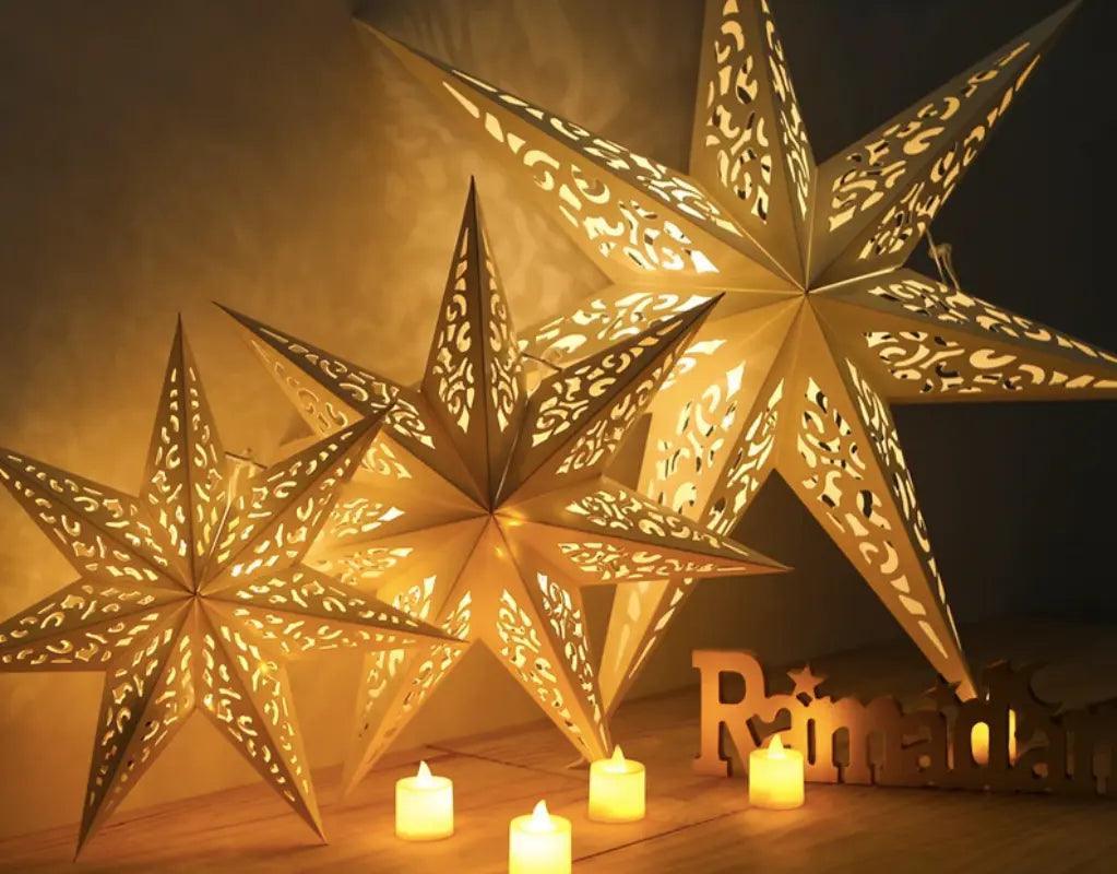Mariam's Collection MR035 Hollow Star Hanging, Eid Mubarak Christmas Ramadan Decoration — main product shot