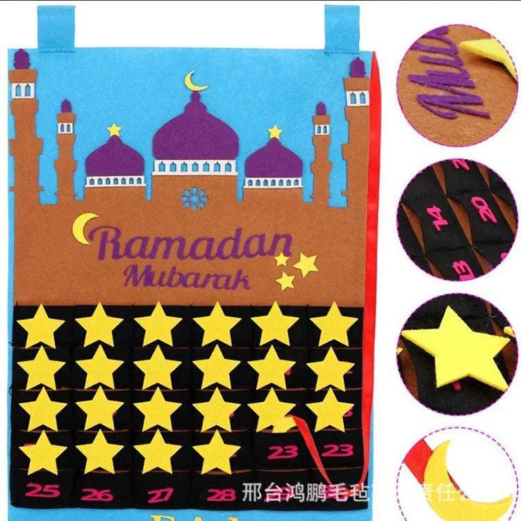 Mariam's Collection Mariam's Collection MR044 Calendar Fabric Ramadan Hanging Pendant — Mariam's Collection branding close-up