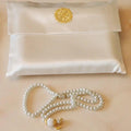 Mariam's Collection Mariam's Collection Luxury Prayer Mat and Tasbeeh Set (MR048) — Mariam's Collection branding close-up