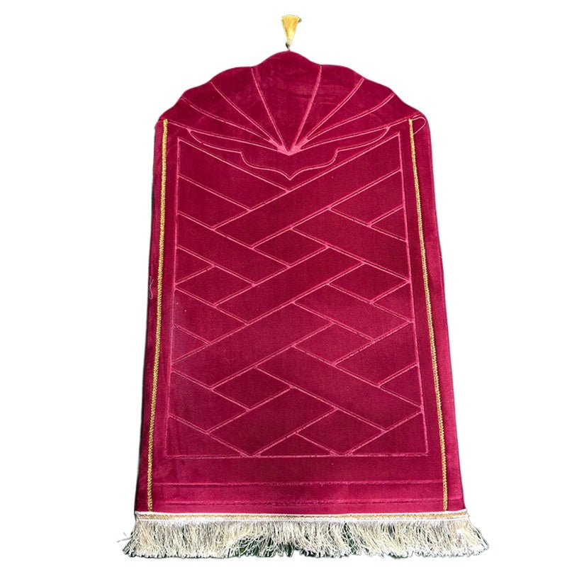 Mariam's Collection Mariam's Collection MR053 Thickened Embossed Flannel Prayer Mat — product on model