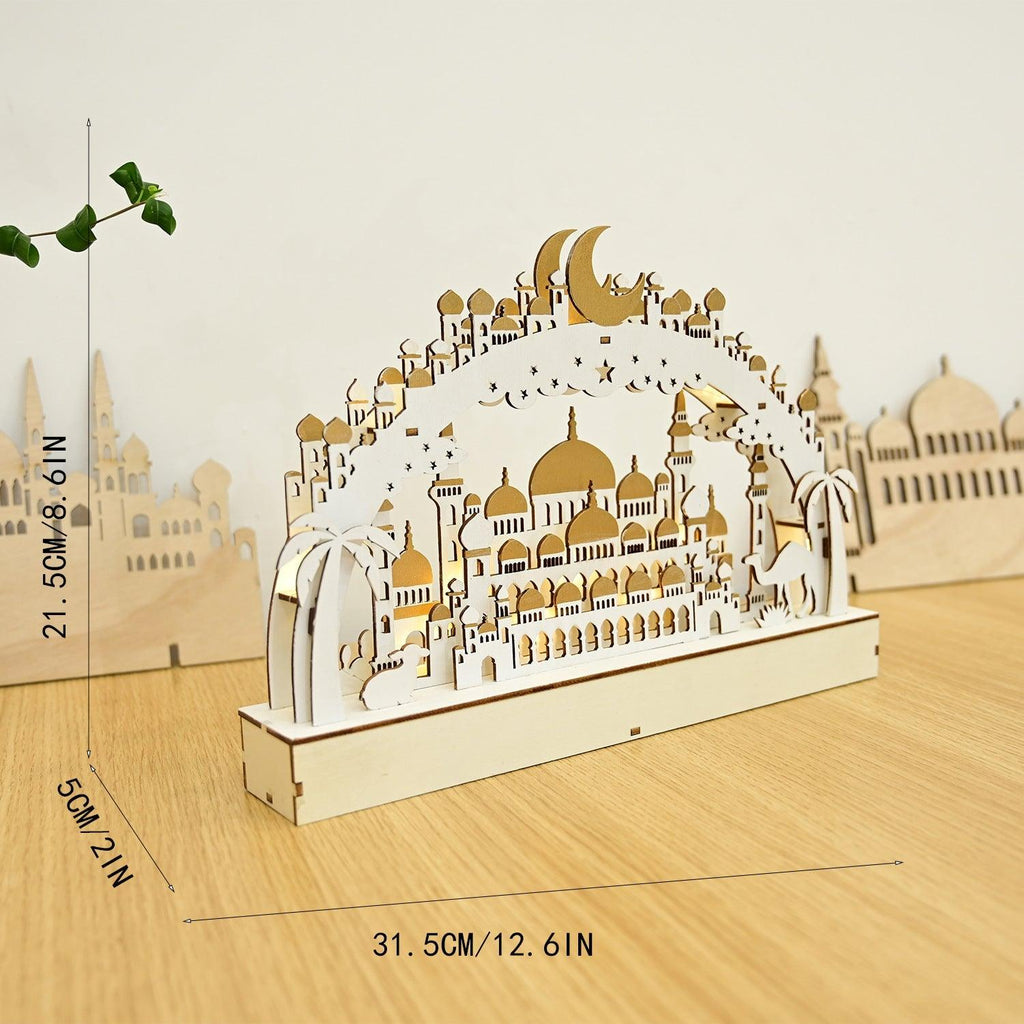 Mariam's Collection Mariam's Collection MR058 Wooden LED Atmosphere Decorative Moon Lamp — Mariam's Collection branding close-up