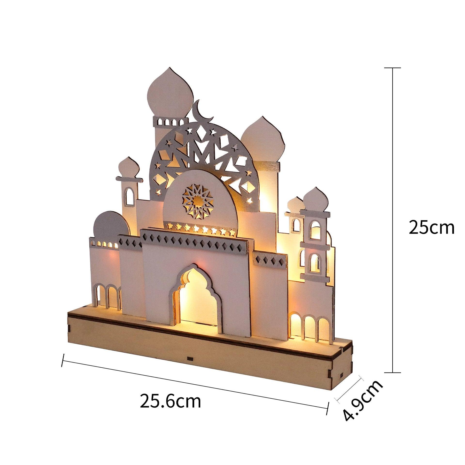 Mariam's Collection Mariam's Collection MR059 Wooden LED MASJID Shape Atmosphere Light — Mariam's Collection branding close-up