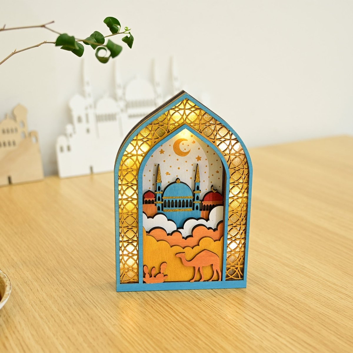 Mariam's Collection Mariam's Collection MR064 Wooden Luminous LED Creative Decorations — lifestyle worn / used context
