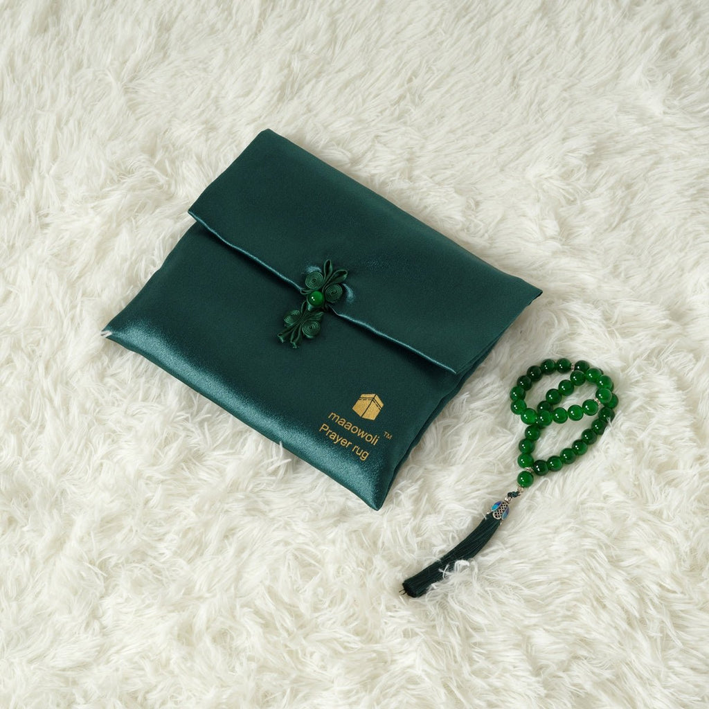 Mariam's Collection MR065 Eco-Friendly New Luxury Prayer Mat and Tasbeeh Set — fabric or material detail