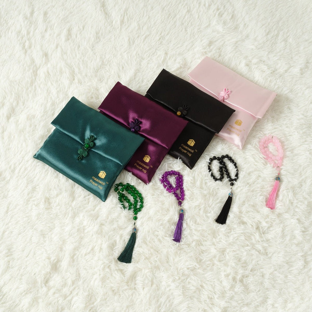 Mariam's Collection MR065 Eco-Friendly New Luxury Prayer Mat and Tasbeeh Set — lifestyle worn / used context