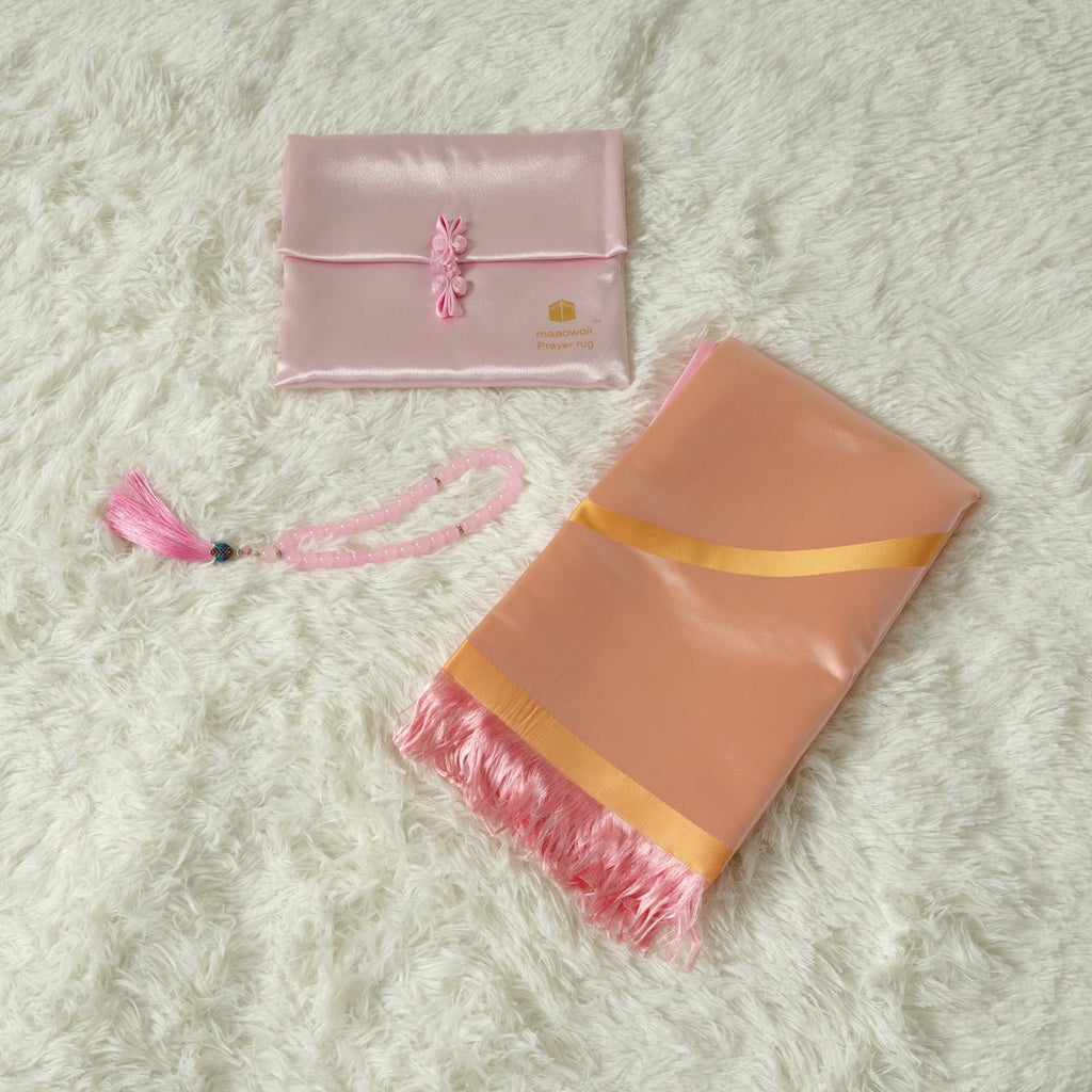 Mariam's Collection MR065 Eco-Friendly New Luxury Prayer Mat and Tasbeeh Set — side view