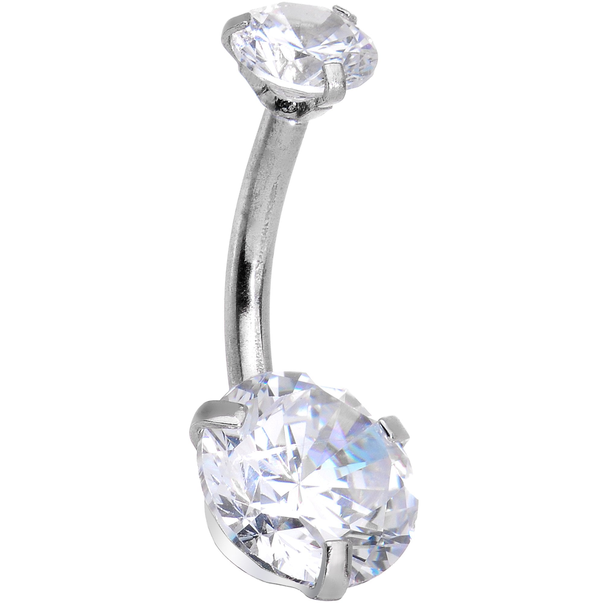 BodyCandy Clear Gem Feather Trio Dangle Belly Ring — detail close-up